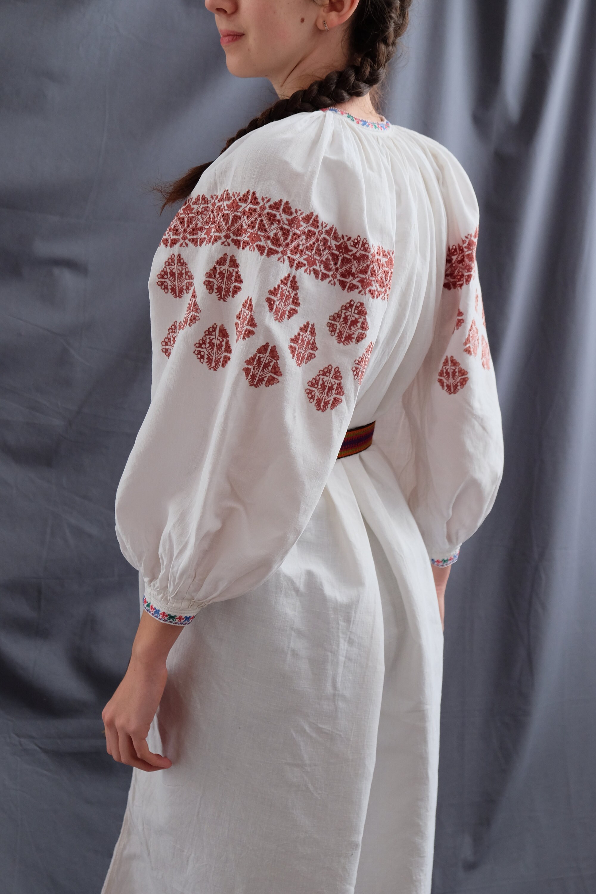 NATURAL DYE embroidery Oak embroidery Linen dress Original | Etsy