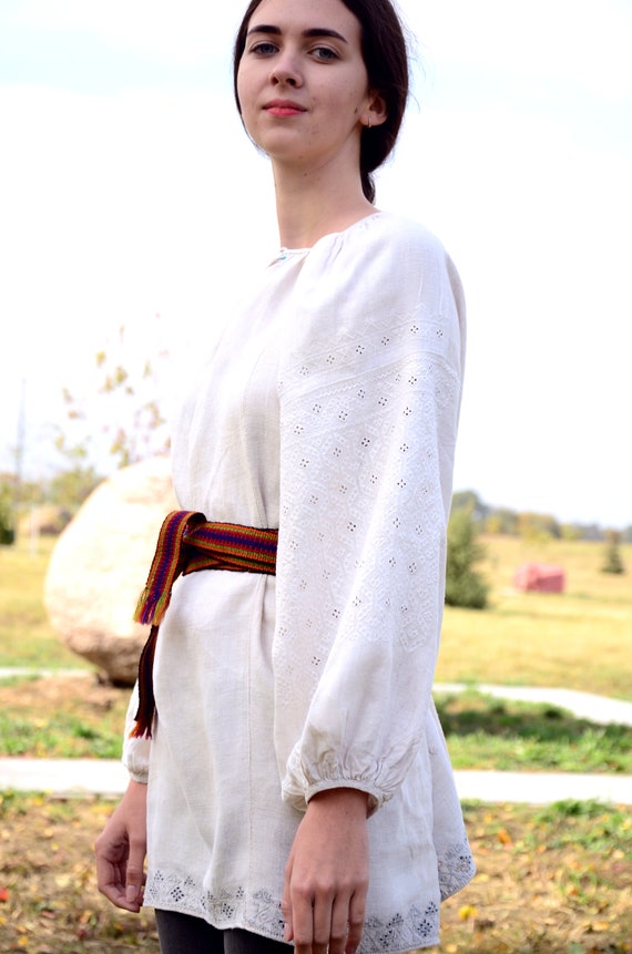 WHITE hemp White cutting ウクライナ 刺繍Authentic embroid