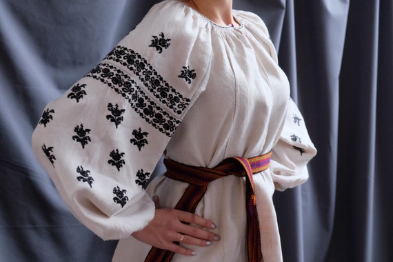 BLACK embroidered blouse!! Hemp blouse Ukrainian e