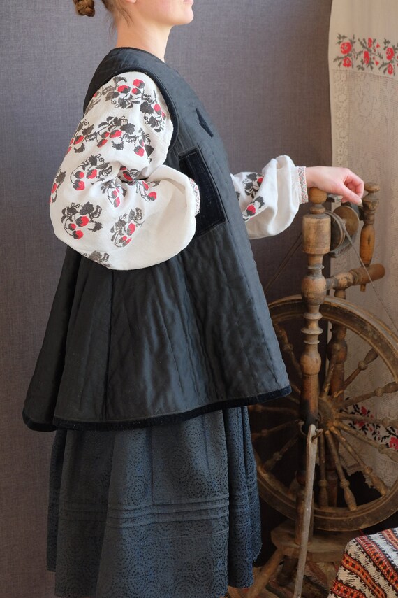 Black antique corset Ukrainian corset Autumn Winte