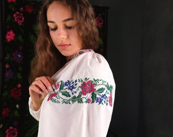 Cute Ukrainian dress Very nice floral dress Feminine dress Atmosphere dress Antique cotton dress Vyshyvanka dress Plus size dress