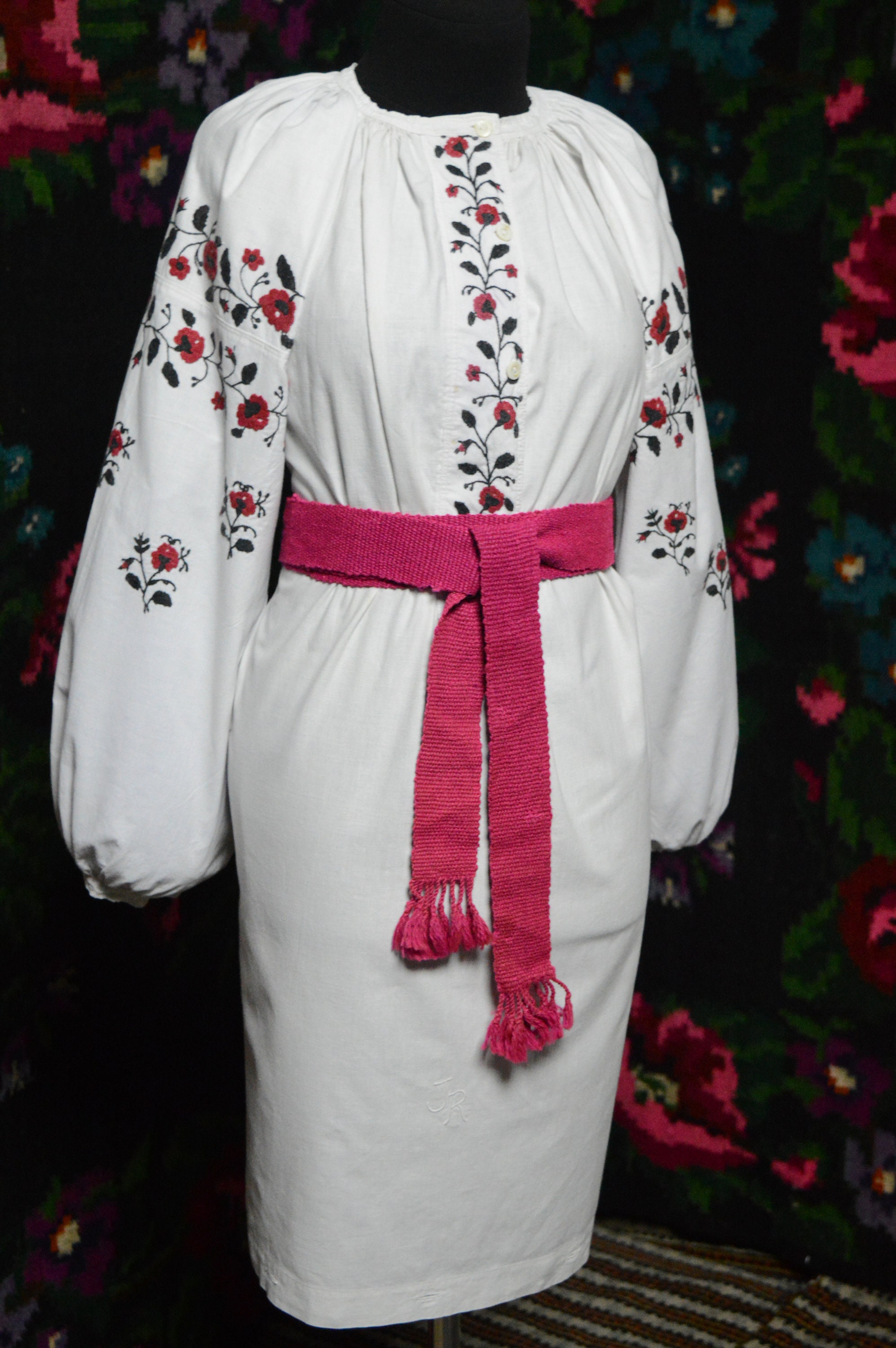 Embroidered in front dress Antique Ukrainian dress Floral Etsy