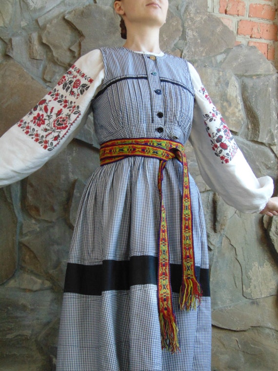 Antique blue sundress Vintage sundress Ukrainian s