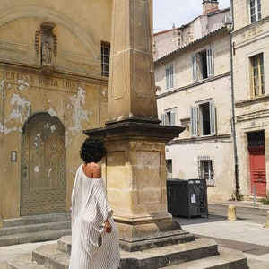 Tunique à rayures fait à la main , robe marocaine en coton, robe longue bohème pour femme, parfaite pour les vacances d'été à la plage image 7