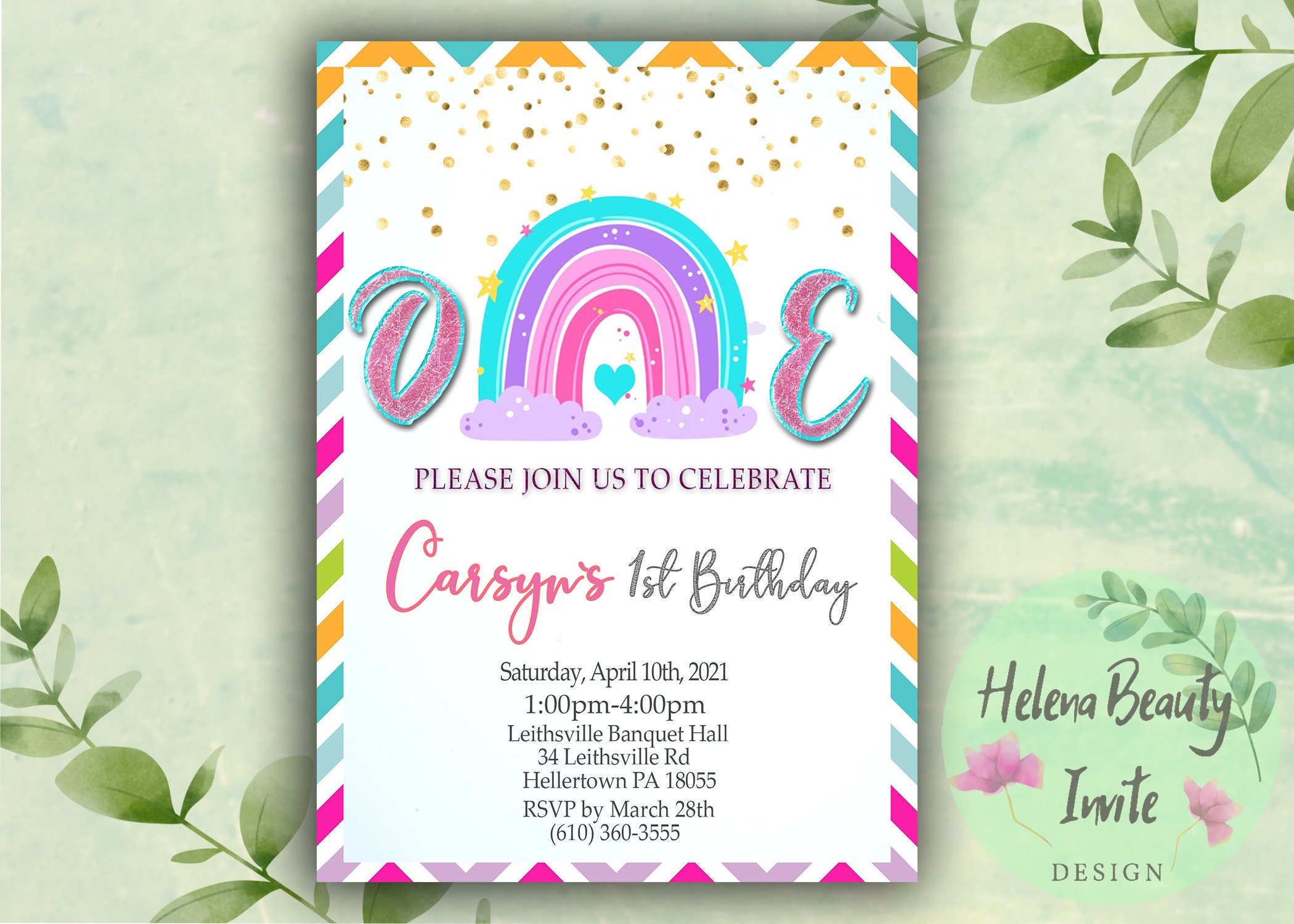 Moderne Regenbogen Einladung zum ersten Geburtstag Boho  Etsy