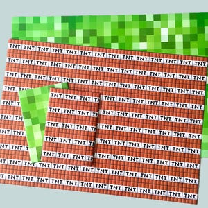 Papel de regalo y tarjetas de felicitación inspirados en Minecraft