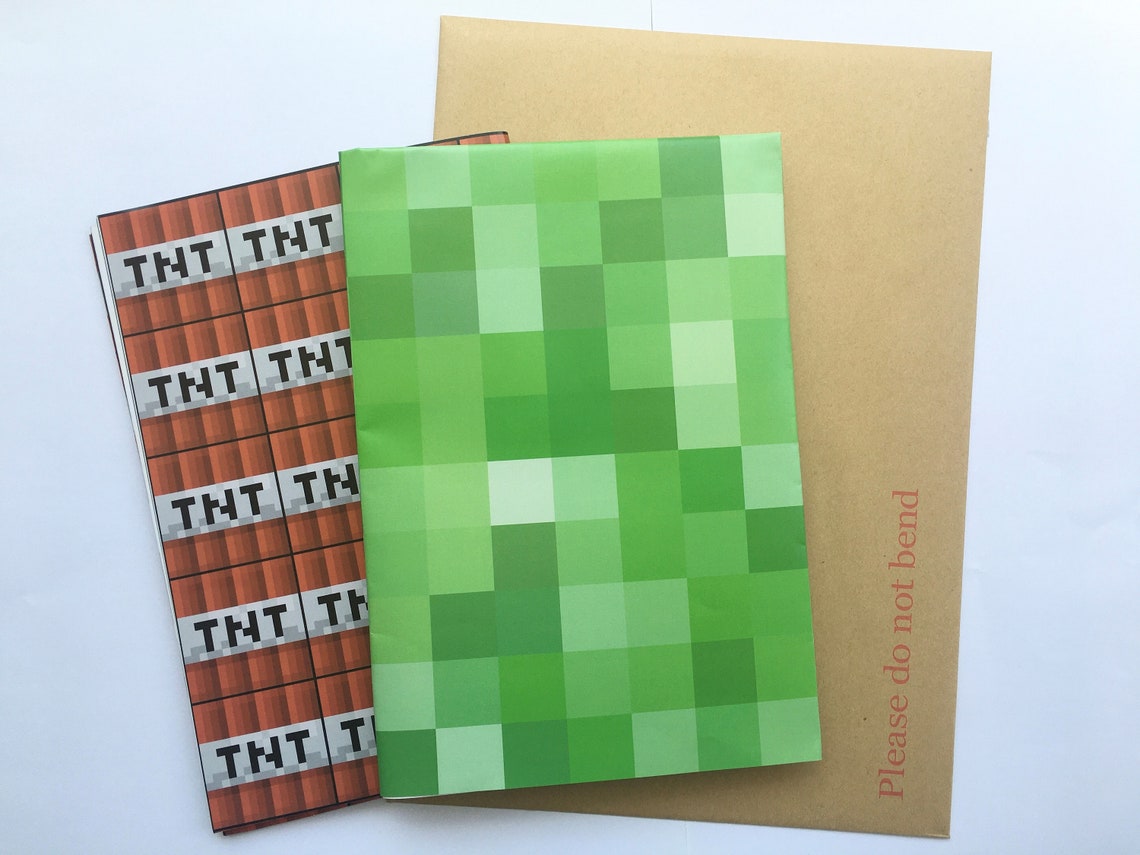 Minecraft Inspired Wrapping Paper and Greeting Cards Etsy