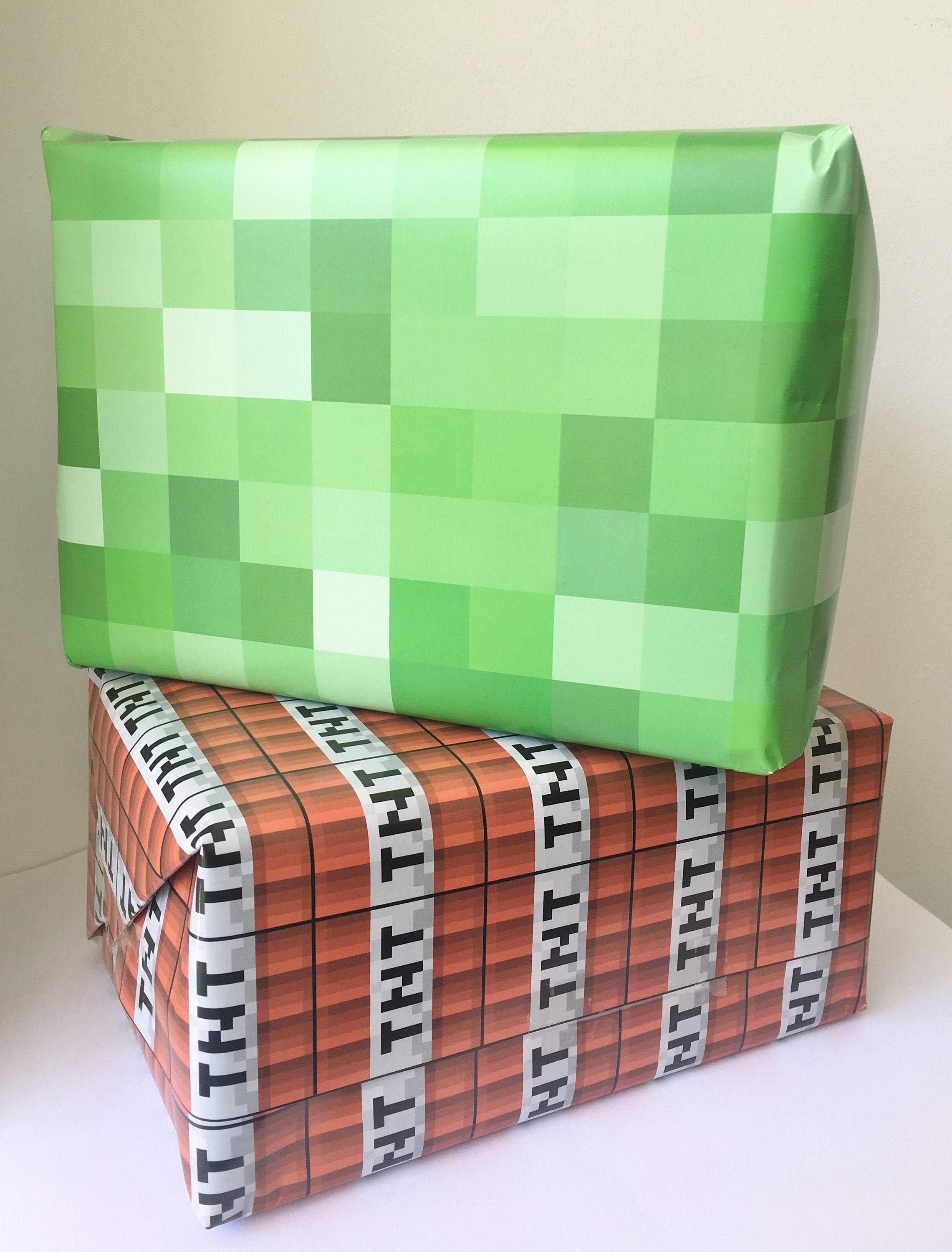 Minecraft Inspired Wrapping Paper/gift Wrap and Greeting Cards