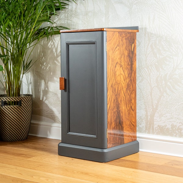 Antique Art Deco Walnut Cabinet Bedside Cupboard