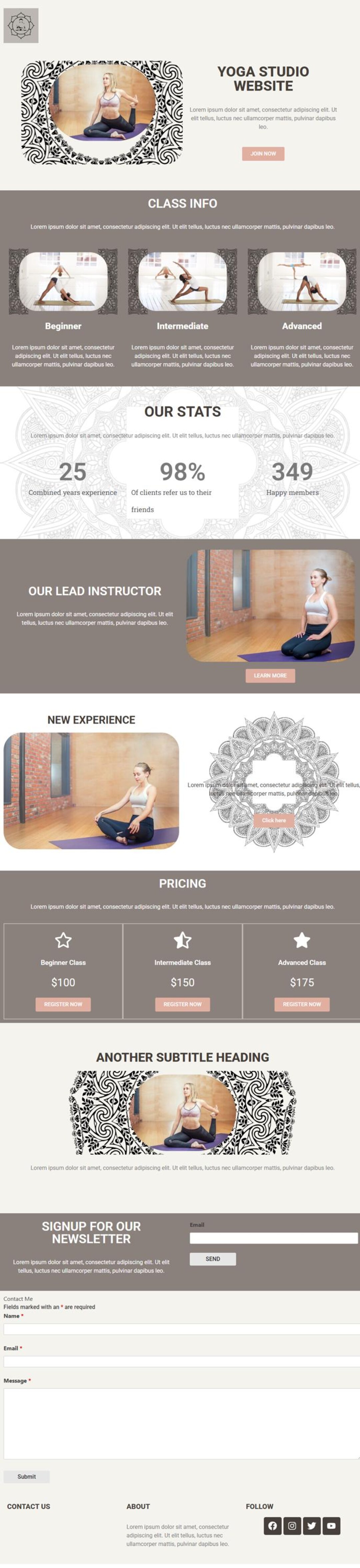 Yoga Studio Website Template Wordpress, Elementor (digital Download