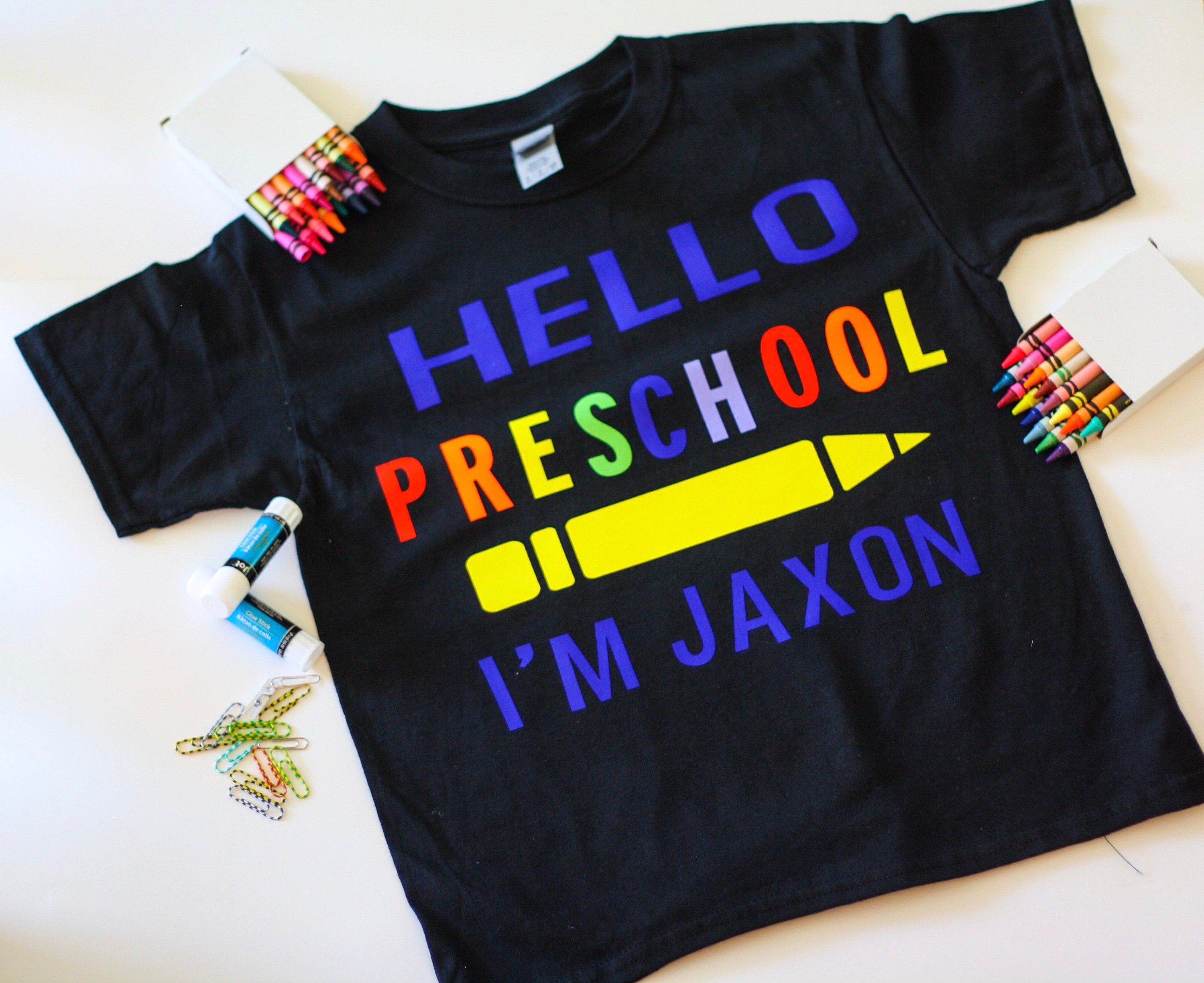 HELLO PRESCHOOL kids tshirt // kids apparel school gifts // Etsy