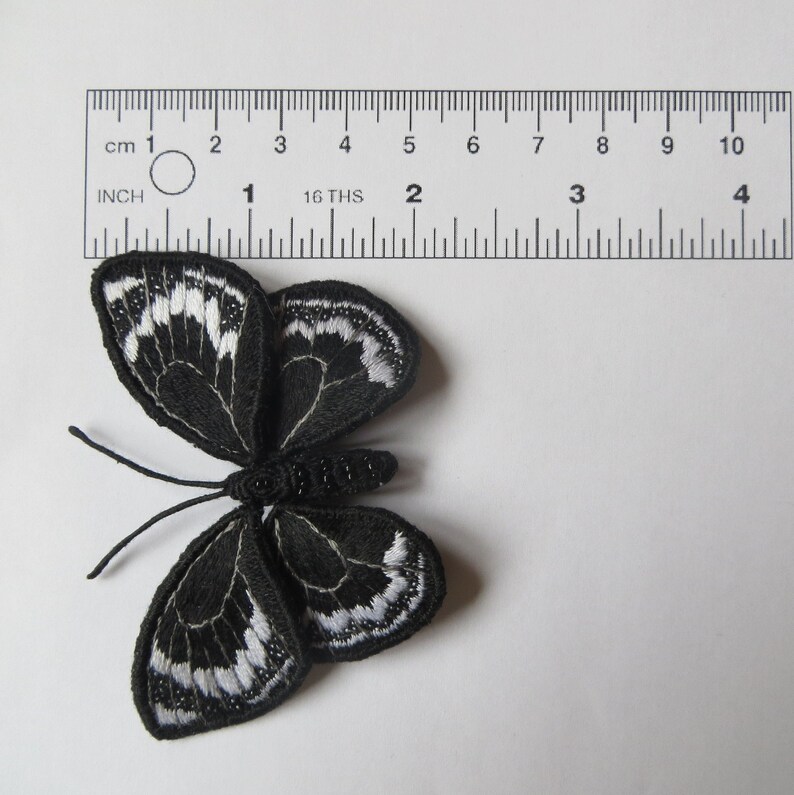 Black butterfly hair clips embroidery handmade accessory Etsy