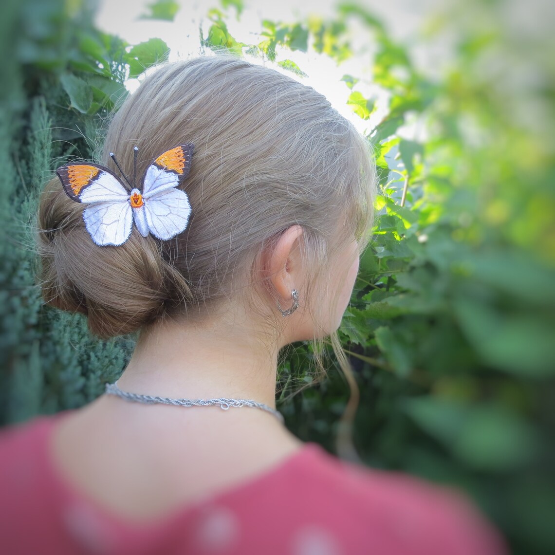 White butterfly hair clips embroidery handmade accessory Etsy