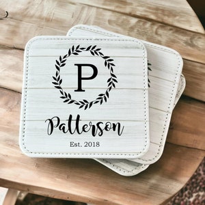 Personalized Coasters for Couples Gift, Last Name Coasters, Monogram Coaster Set, Bridal Shower Gift, Wedding Gift, Coasters for the Home