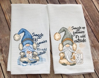 Winter Gnome Dish Towel - It's Cold Outside Kitchen Towel - Christmas Decor - Gnomies Tea Towel - Holiday Decor - Winter Kitchen