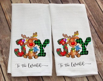 Joy Christmas Dish Towel - Joy to the World Christmas Kitchen Towel - Christmas Decor - Kitchen Decor - Christmas Kitchen Towel