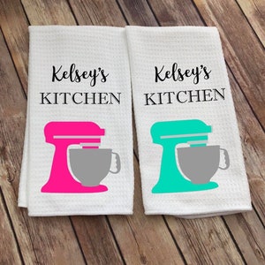 Dish Towel with Stand Mixer and Name - Name Kitchen Towel - Custom Tea Towel - Kitchen Decor - Personalized Gift
