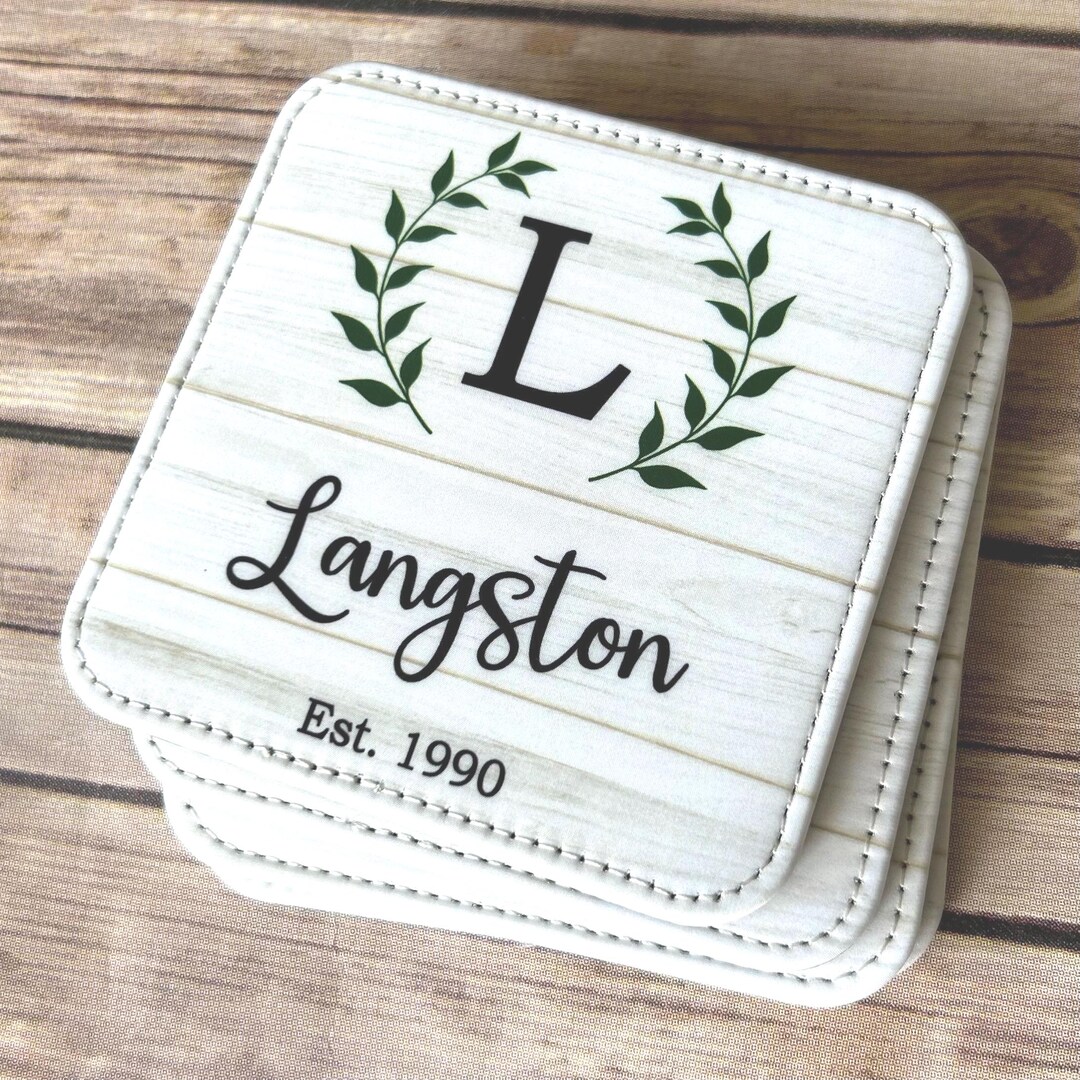Personalized Coasters for Couple Family Last Name Coasters With ...