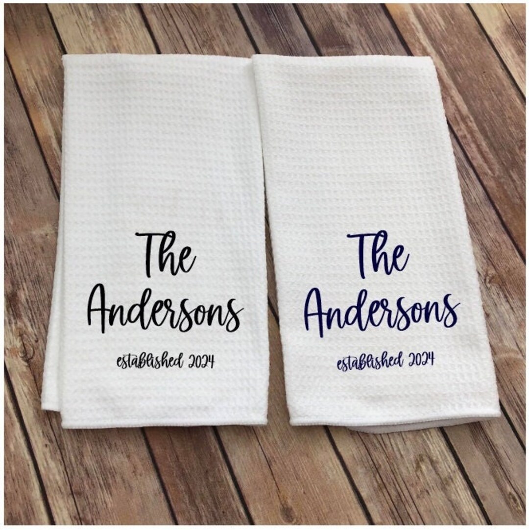 Custom Dish Towel Family Name Kitchen Towel Established Year