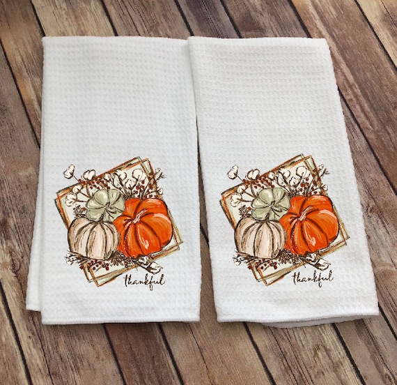 Fall Autumn Gnome Pumpkin Spice Cotton Tea Towels Kitchen