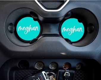 Personalized Name Car Coaster - Custom Car Coaster - Rubber Bottom Car Coaster - Single or Set of Two - Personalized Gift for Her - Westover