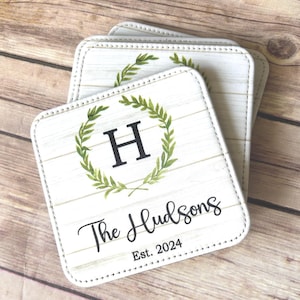 Personalized Coasters for Wedding Gift, Last Name Coasters with Established Date, Bridal Shower Gift, Custom Coasters, Housewarming