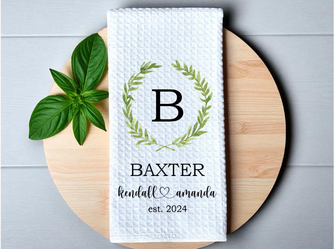 Kitchen Cloth Names Personalized Name and Established Year Kitchen Towel for Couple Bride ...