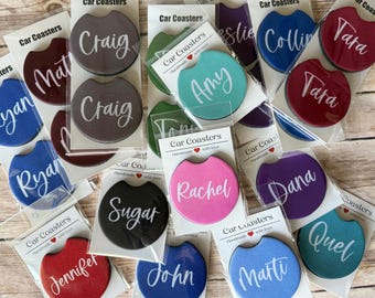 Personalized Name Car Coaster  Custom Car Coaster  Rubber Bottom Car Coaster  Single or Set of Two  Personalized Gift for Her  Westover