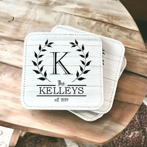 Personalized Coasters for the Home, Bridal Shower Gift, Last Name Coasters with Established Date, Wedding Gift, Couple Gift, Custom Coasters