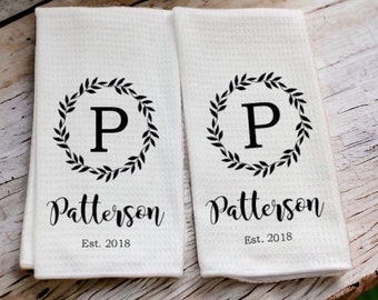 Personalized Dish Towel - Family Name Kitchen Towel - Established Year - Custom Tea Towel - Kitchen Decor - New Couple Gift - Wedding Gift