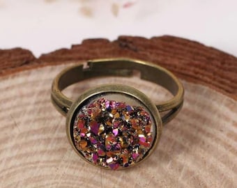 Handmade Jewelry Cocktail Ring . Size 7 . Druzy Ring . Drusy Ring . Pink Drusy Ring . Drusy Jewelry .
