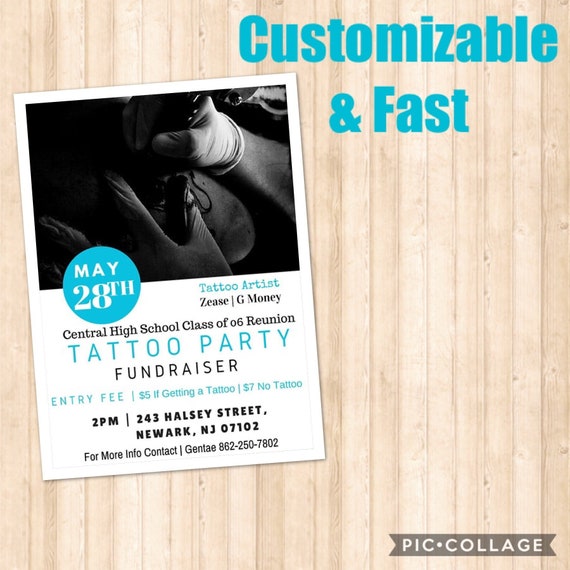 Printable Tattoo Party Invitation Template Etsy