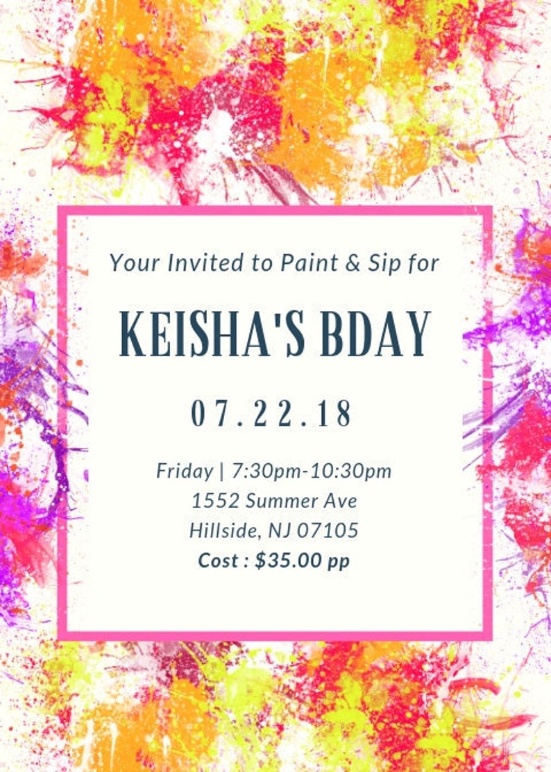 Paint & Sip Party Custom Invite Printable Etsy Paint & Sip Party Custom Invite Printable Etsy