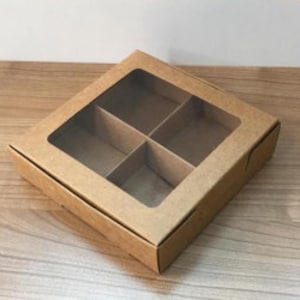 boîte démontée pliante 12 x 12 x 3 cm - 4,72 x 4,72 x 1,18 pouces cadeau avec 4 compartiments avec fenêtre 10 pcs