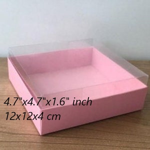 folding disassembled box Gift Box with transparent lid, 10 pcs, sizes 4.7 '' X4.7 '' X 1.6 ''