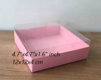 folding disassembled box Gift Box with transparent lid, 10 pcs, sizes 4.7 '' X4.7 '' X 1.6 ''