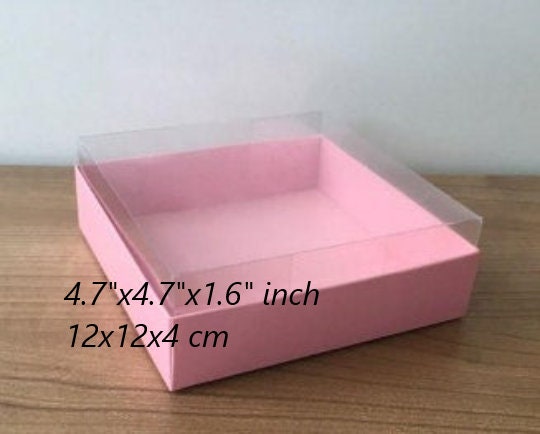 scatola regalo pieghevole smontata con coperchio trasparente, 10 pezzi, dimensioni 4,7 '' X4,7 '' X 1,6 ''