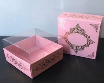 folding disassembled box 3.1''x3.1''x 3.1'' inç 10-piece Cardboard Box with silver and gold print patterns,