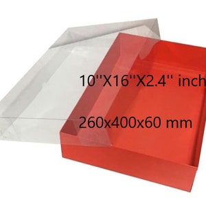 Caja desmontada plegable de 10'' X 15,4'' X 2,4'' pulgadas, 10 unidades, caja de cartón con tapa transparente, cajas para postres de trufa y cajas para pasteles
