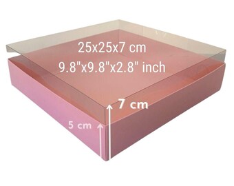 scatola pieghevole smontata 9,8&#39;&#39;x9,8&#39;&#39;x2,7&#39;&#39; pollici dimensioni scatola con coperchio trasparente