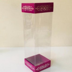 Boîtes-cadeaux pliantes démontées Palace Patterned 10 pièces 3,14 x 3,14 x 9,8 pouces Carton, boîte en acétate