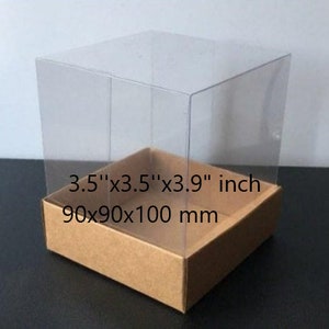 Caja desmontada plegable de 3,5 x 3,5 x 3,9 pulgadas, 10 piezas de cartón con tapa transparente, caja de regalo