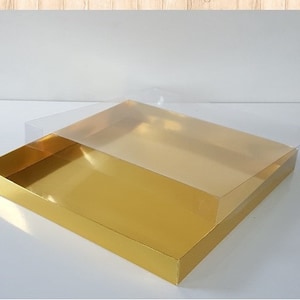 składane, rozbierane pudełka prezentowe o wymiarach 13,8''X13,8''X: 1,6'' - 4'' - 2'' cali | 10 sztuk | tektura przezroczysta z pokrywkami