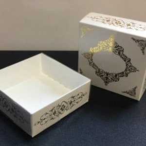 Caja desmontada plegable de 3,1'' x 3,1'' x 1,20'' inç Caja de cartón de 10 piezas con patrones de impresión en plata y oro