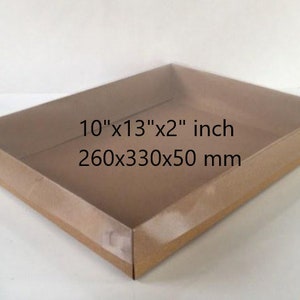 Caja de cartón plegable desmontada de 10'' X 13'' X 2'' pulgadas con tapa transparente Caja de regalo de boda, caja de regalo