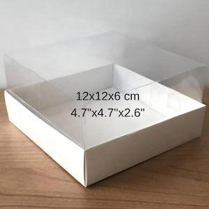 caixa dobrável desmontada 4,7''X4,7''X2,4'' tamanhos 10 peças caixa de papelão com tampa transparente Caixa de presente de casamento, ideias para caixas de presente, lembrancinhas em massa,