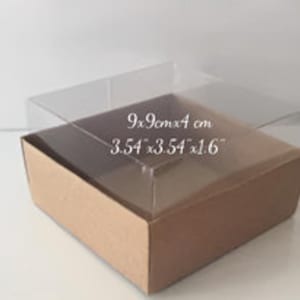 Boîte pliante démontée 3,5 x 3,5 x 1,6 pouces Boîte en carton de 10 pièces avec couvercle transparent Boîte-cadeau de mariage