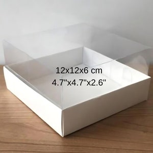 opvouwbare gedemonteerde doos 4,7'' x 4,7'' x 2,4'' maten 10 stuks kartonnen doos met transparant deksel Huwelijkscadeaudoos, geschenkdoosideeën, bulkgunsten,