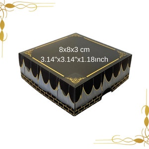 3,14"x3,14"x1,18" pulgadas Kaaba inscripción estampada, cubierta de Kaaba y patrón de palacio, caja de cartón