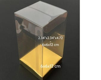 Transparent gift boxes with inner riser, 10 pieces, 6x6x14 cm - 2.34 &quot;x2.34&quot; x4.72&quot;